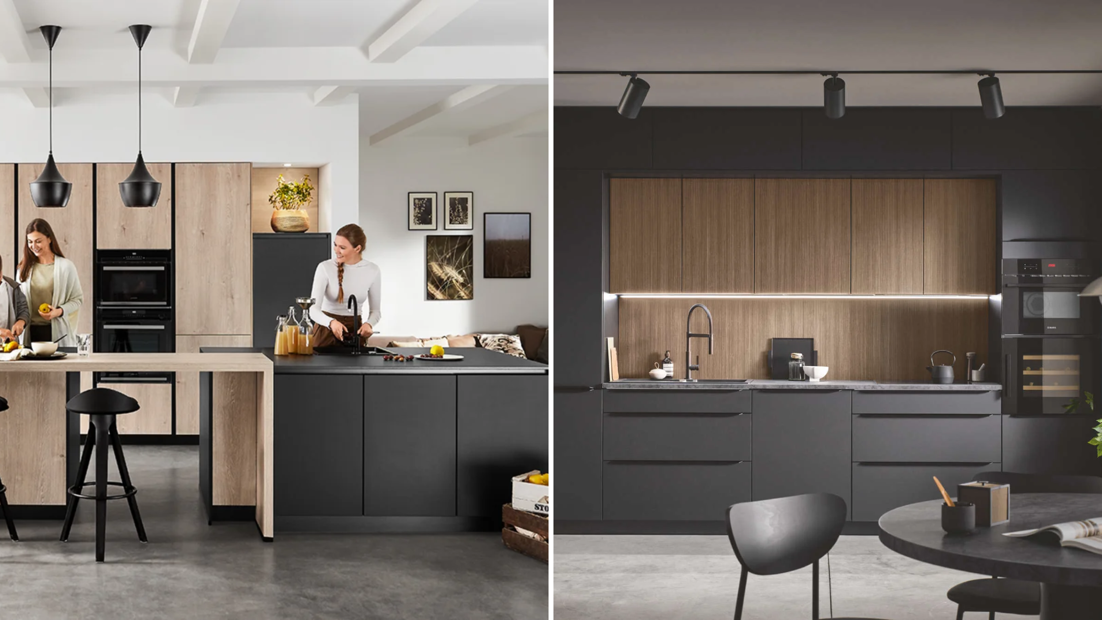 Zwarte Keukens met Hout