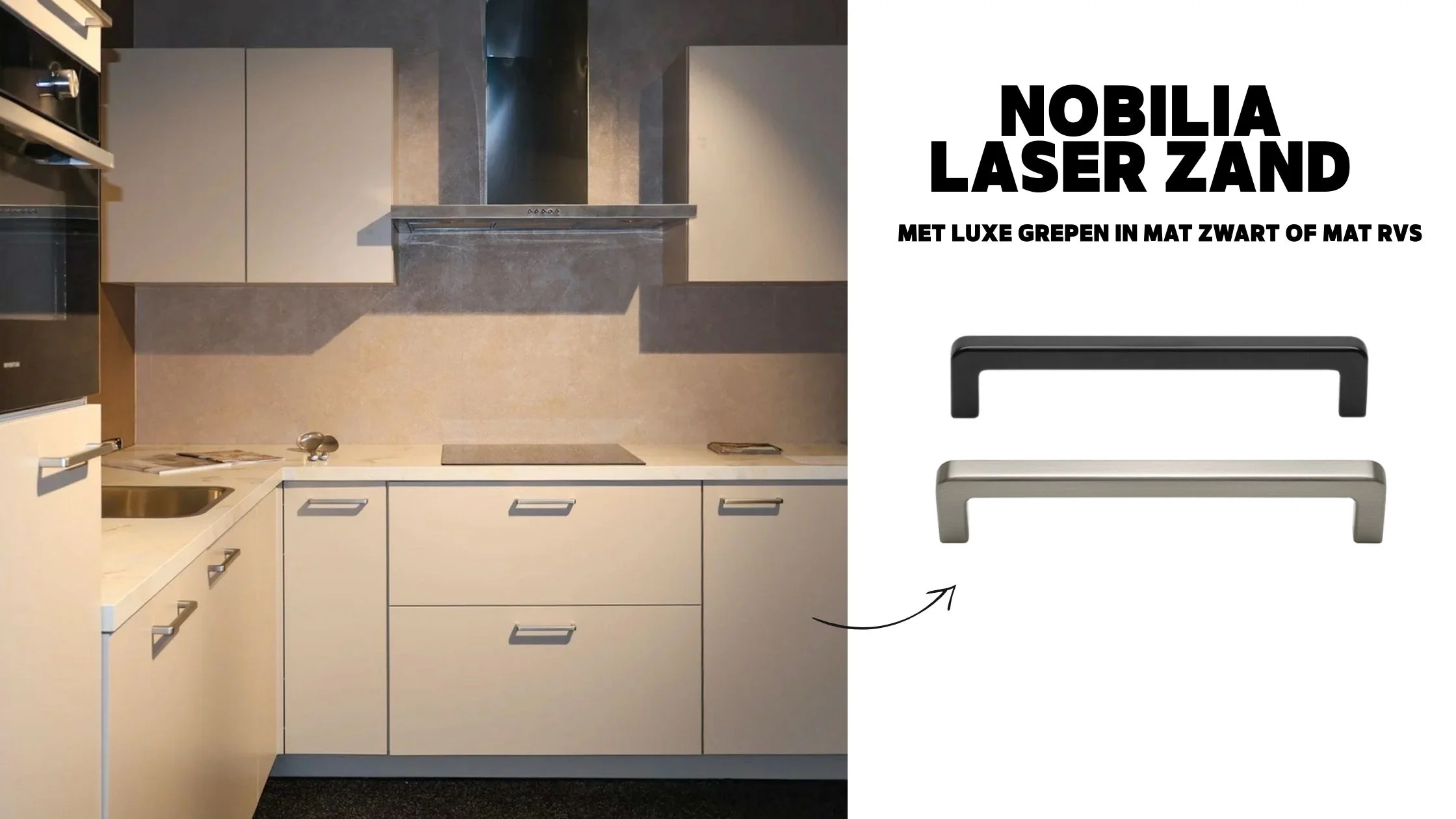 Nobilia Laser zand - Zandkleurige keuken uit voorraad Nobilia Laser zand - Zandkleurige keuken uit voorraad