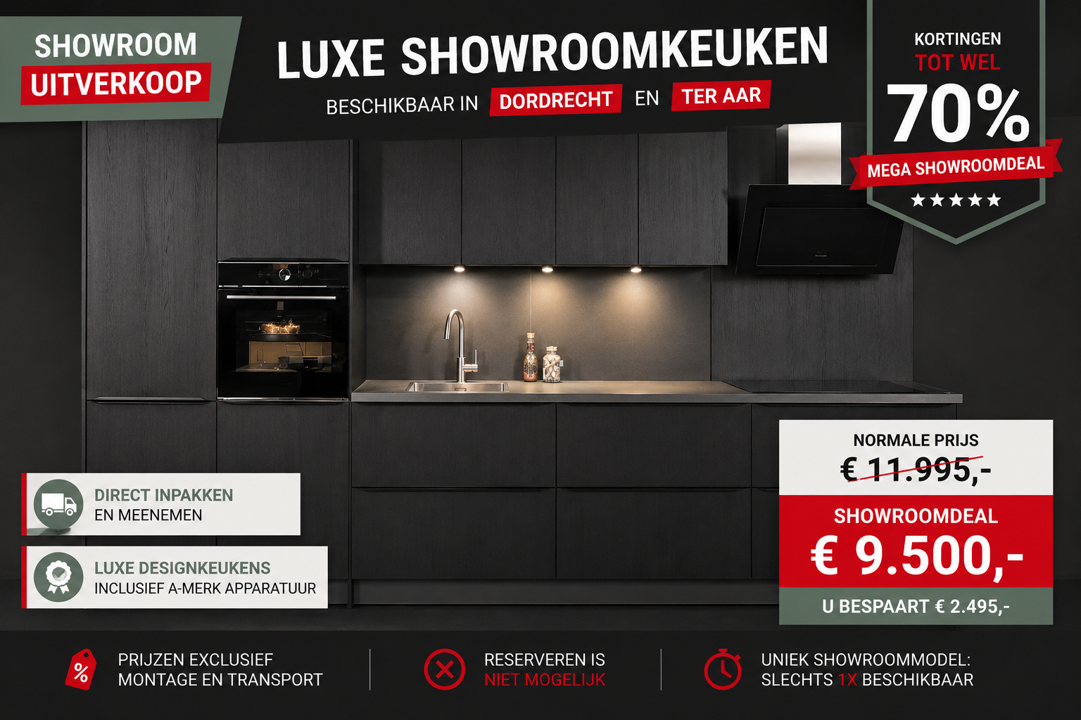 Showroomkeuken 21 in de showrooms van Keukenwarenhuis.nl in Ter Aar & Dordrecht
