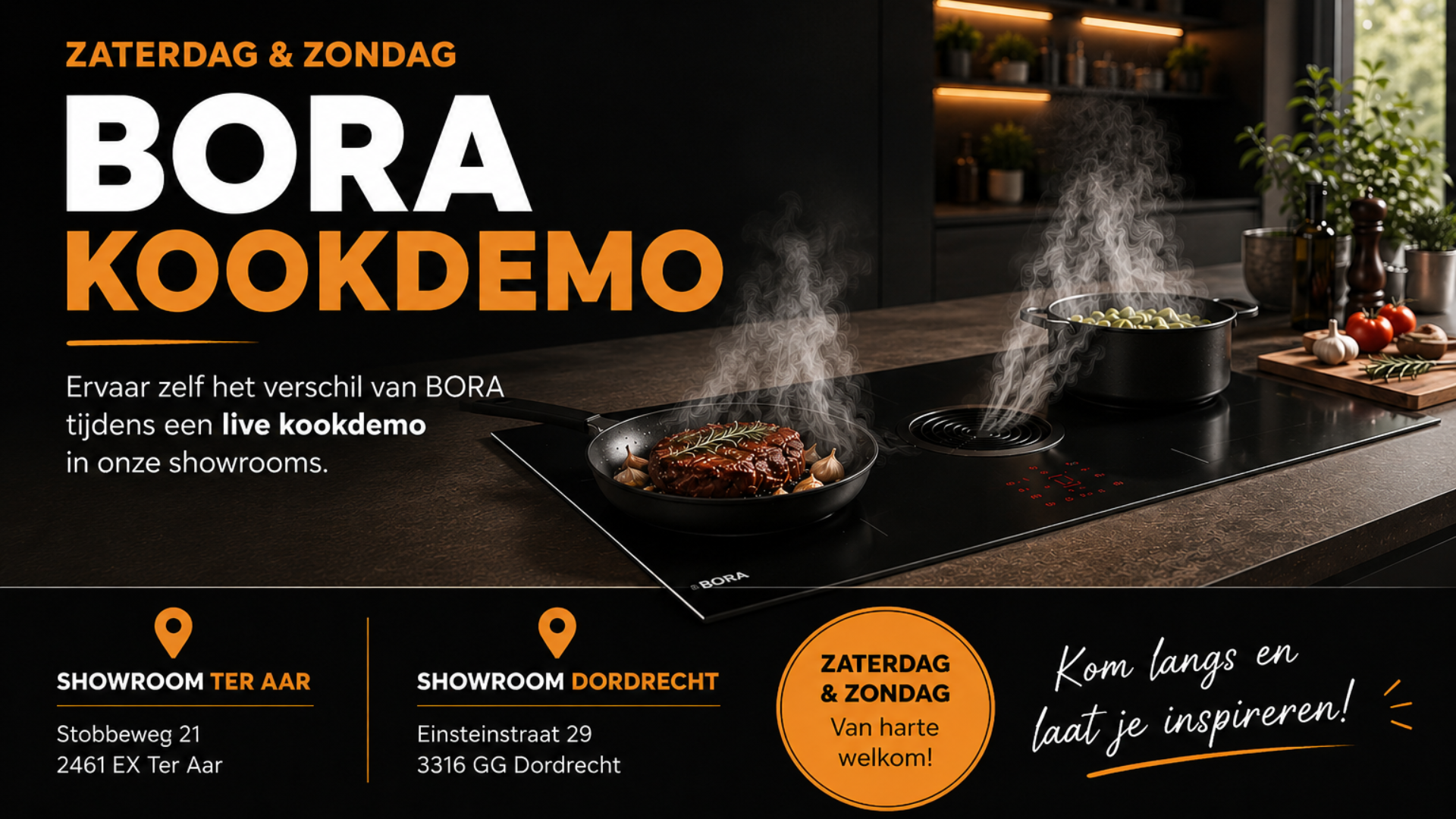 BORA kookdemo bij Keukenwarenhuis.nl in Ter Aar en Dordrecht