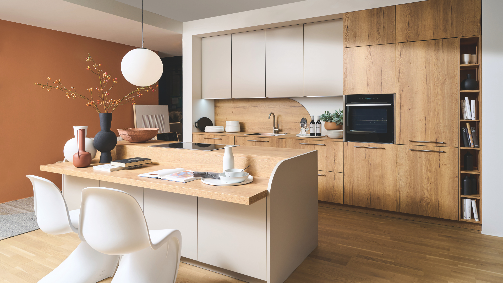 Houten kastenwand greeploos