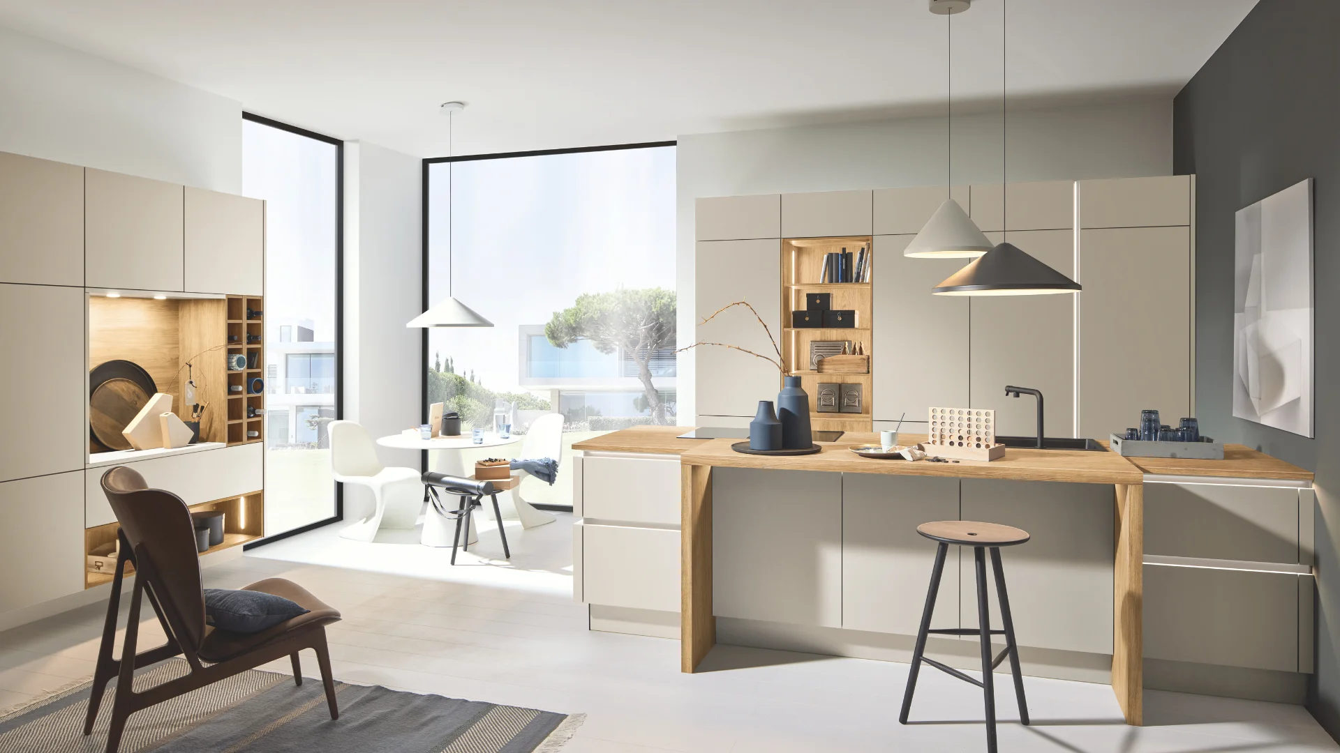 Zandkleurige module keuken