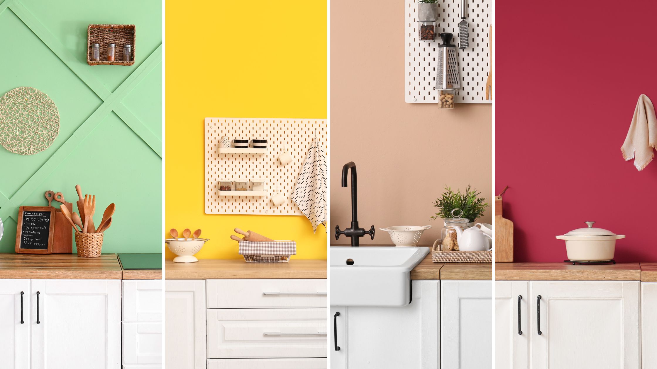Een keuken, andere kleur op de muur, andere sfeer.
