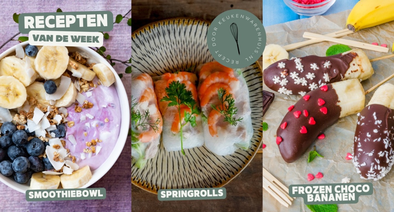 Smoothiebowl, springrolls en frozen choco banaantjes