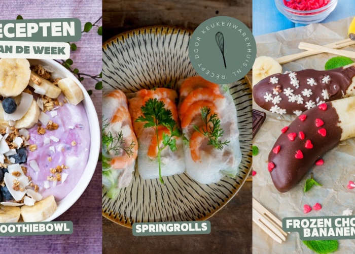 Smoothiebowl, springrolls en frozen choco banaantjes