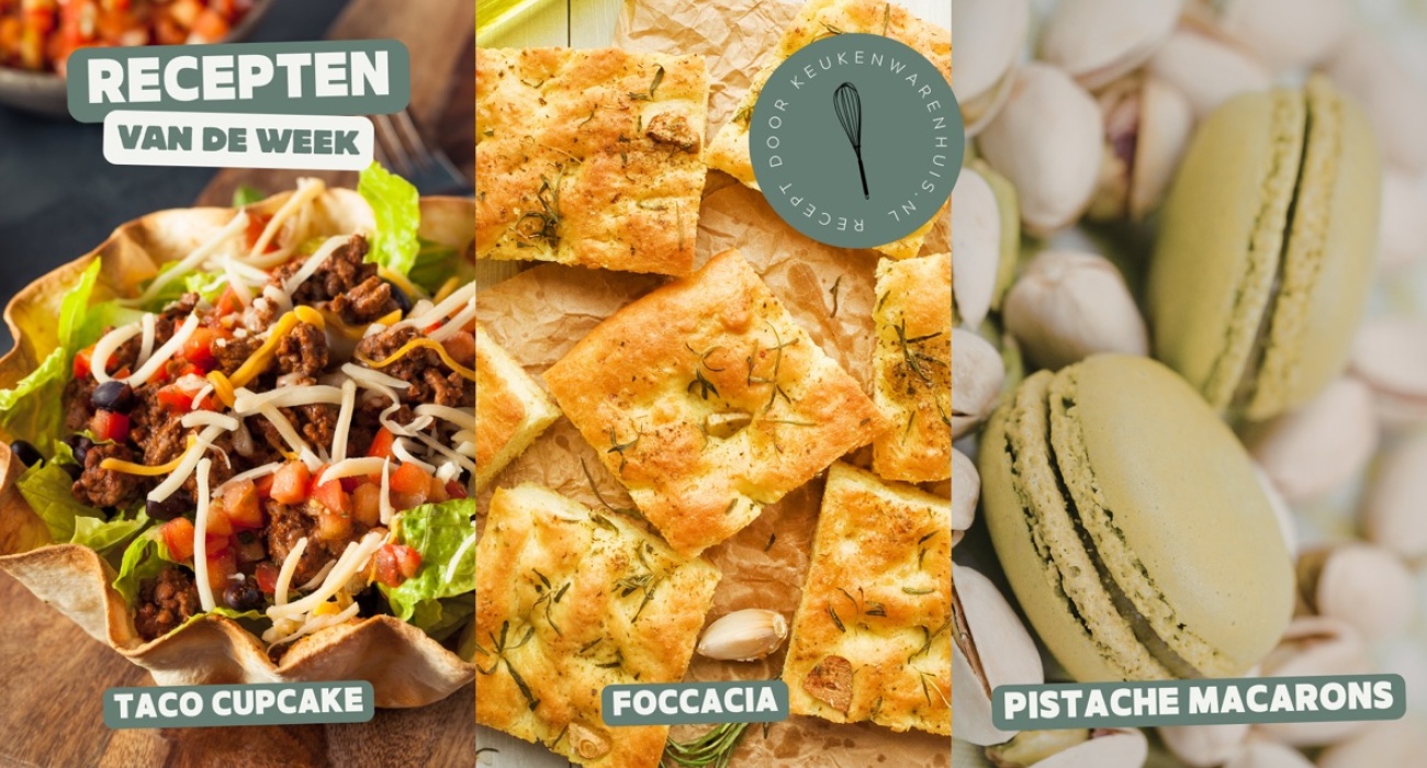 taco cupcakes, focaccia en pistache macarons