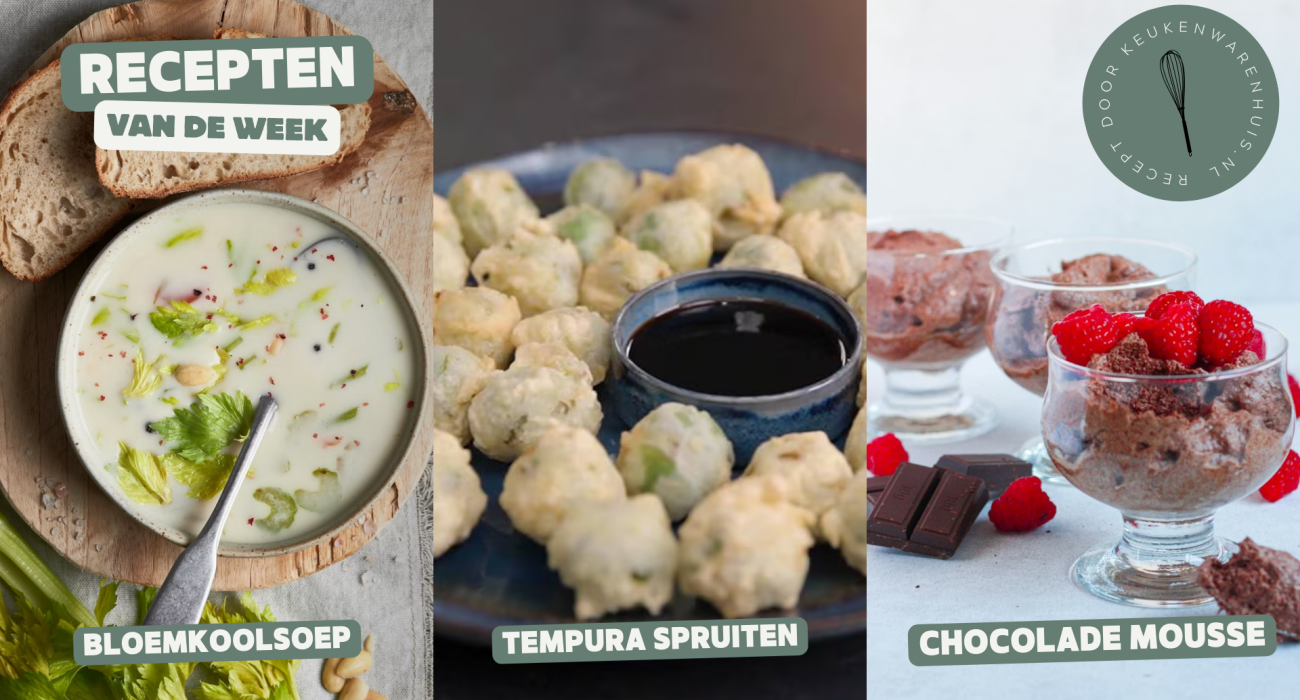 Bloemkoolsoep, Tempura Spruiten en Chocolade Mousse