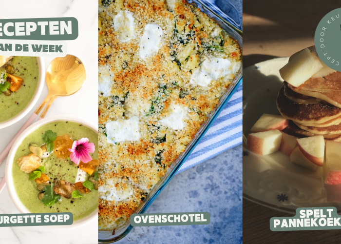 Courgette soep, Ovenschotel en Speltpannenkoekjes met appel