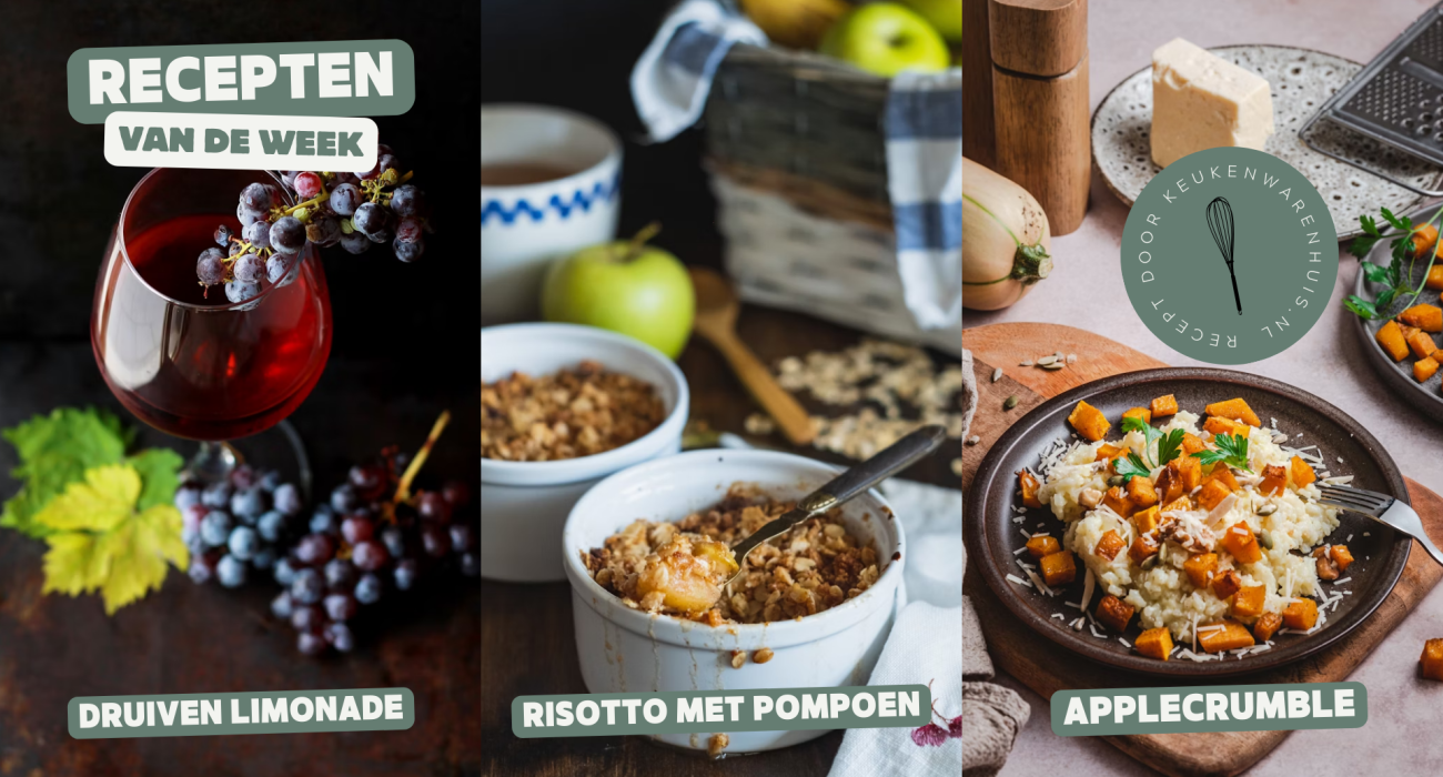 Druiven limonade, Risotto met pompoen en Apple crumble
