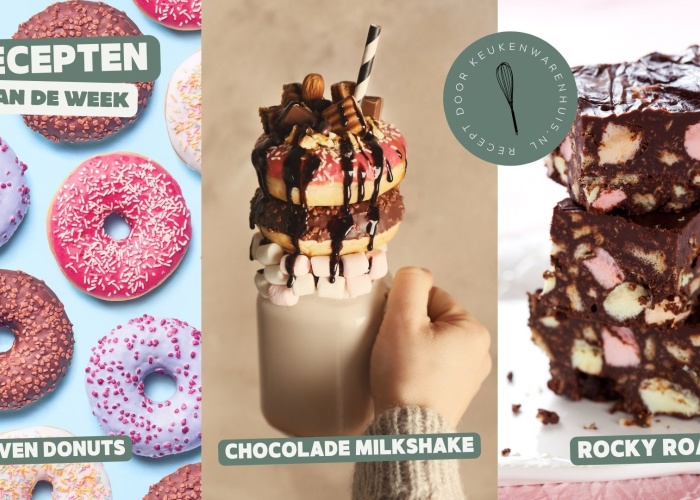 Oven donuts, chocolade milkshake en rocky road