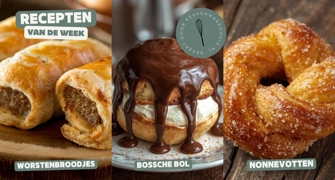 Worstenbroodjes, Bossche bol en Nonnevotten