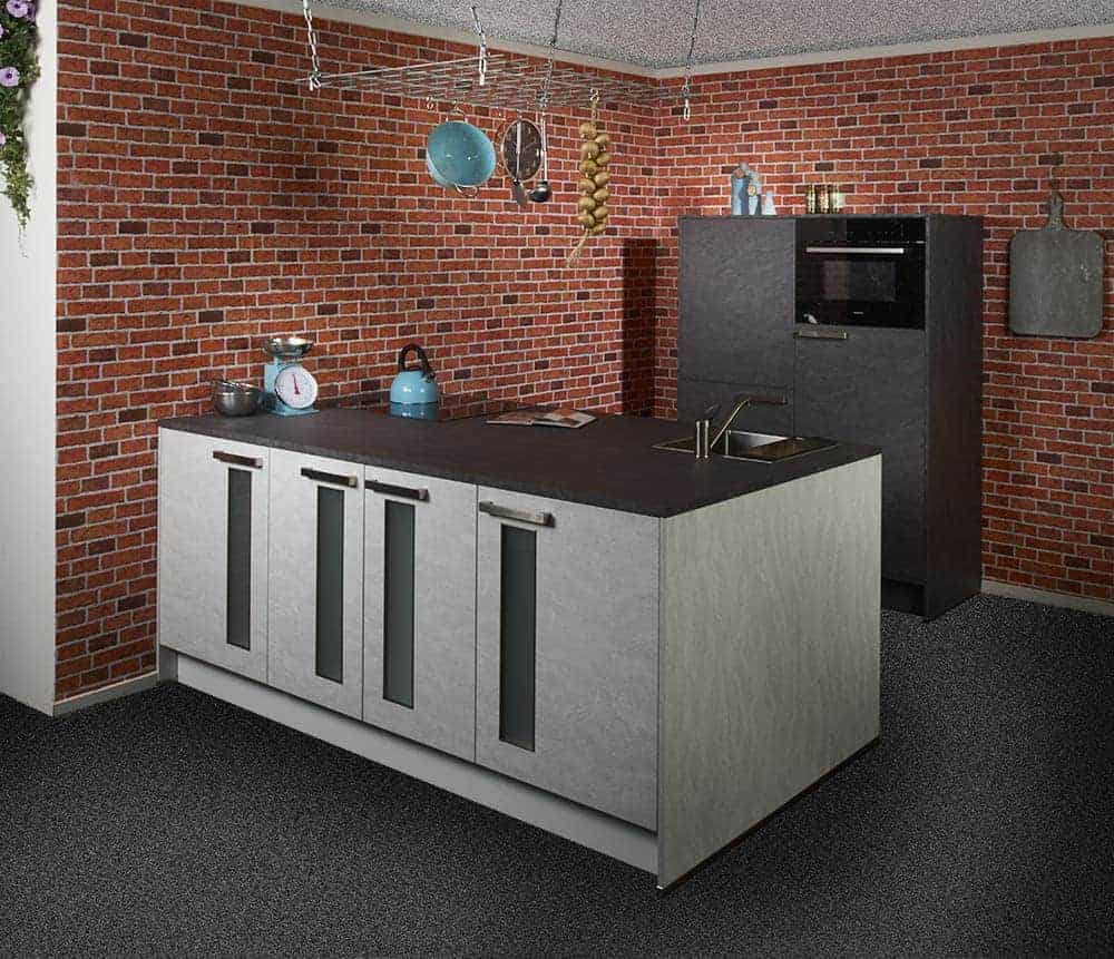 kitchen industrial with tiles